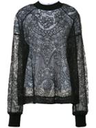 Vera Wang Layered Floral Lace Top, Women's, Size: 4, Black, Cotton/silk/nylon