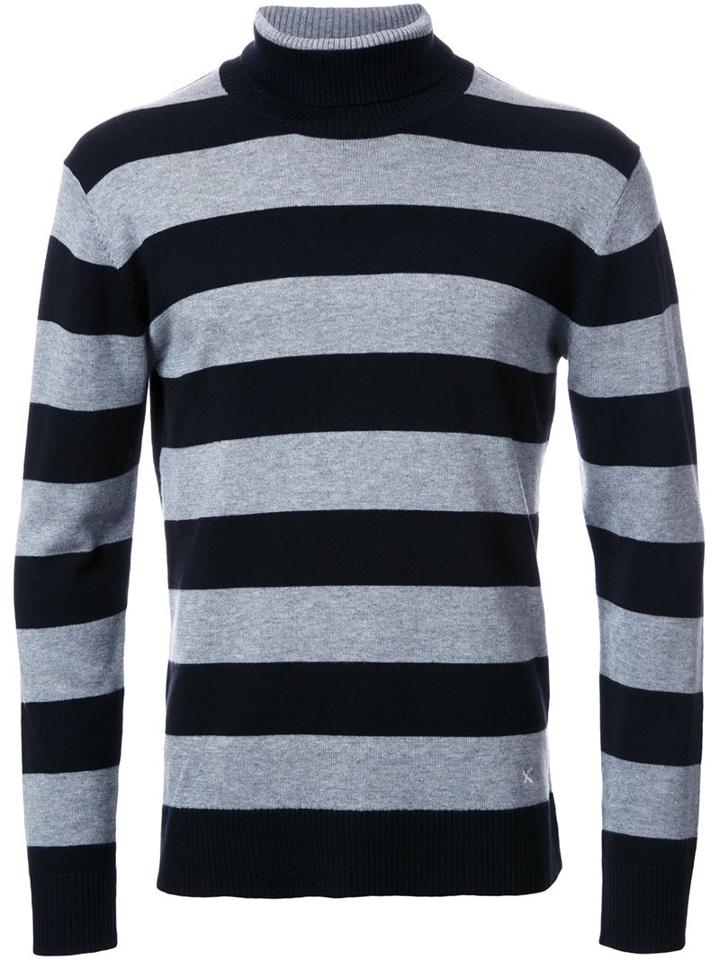 Guild Prime Striped High Neck Jumper, Men's, Size: 2, Pink/purple, Acrylic