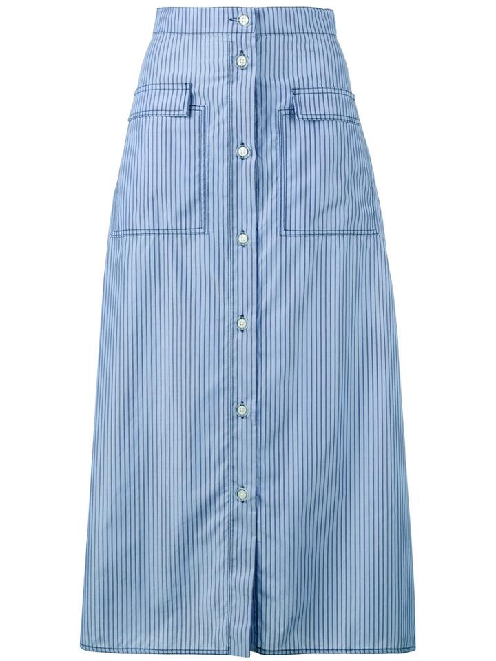 Maryam Nassir Zadeh - Striped Button-up Skirt - Women - Cotton - 2, Women's, Blue, Cotton