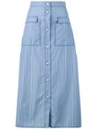 Maryam Nassir Zadeh - Striped Button-up Skirt - Women - Cotton - 2, Women's, Blue, Cotton