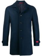 Isaia Logo-patch Single-breasted Coat - Blue