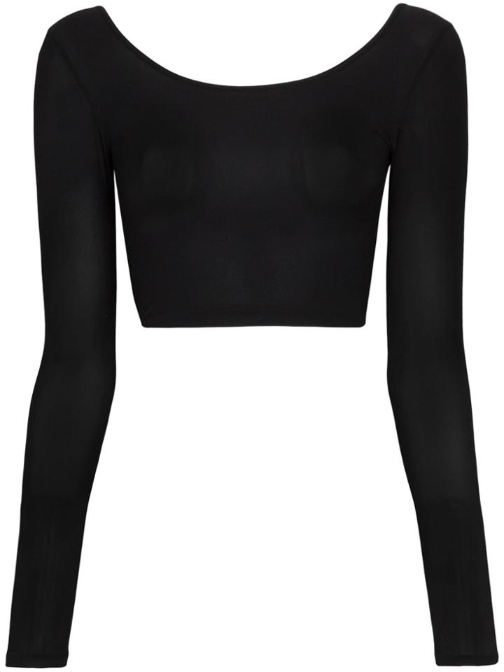 Wone Long-sleeved Crop Top - Black
