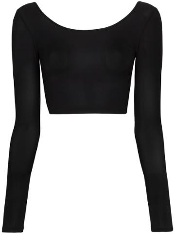 Wone Long-sleeved Crop Top - Black
