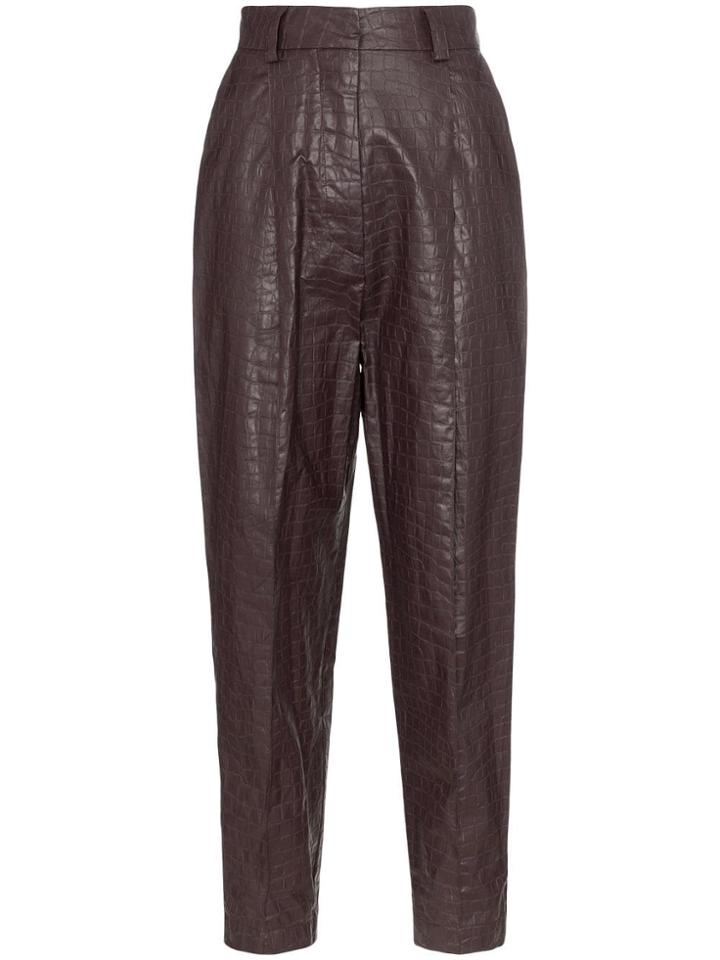 Beaufille Nova Crocodile Embossed Faux Leather Trousers - Purple