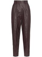 Beaufille Nova Crocodile Embossed Faux Leather Trousers - Purple