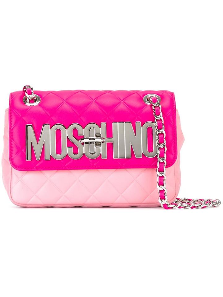 Moschino Logo Plaque Shoulder Bag - Pink & Purple