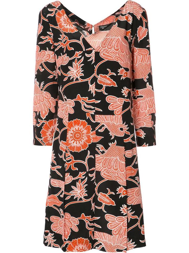 Creatures Of The Wind Floral Print Shift Dress, Women's, Size: 6, Black, Silk