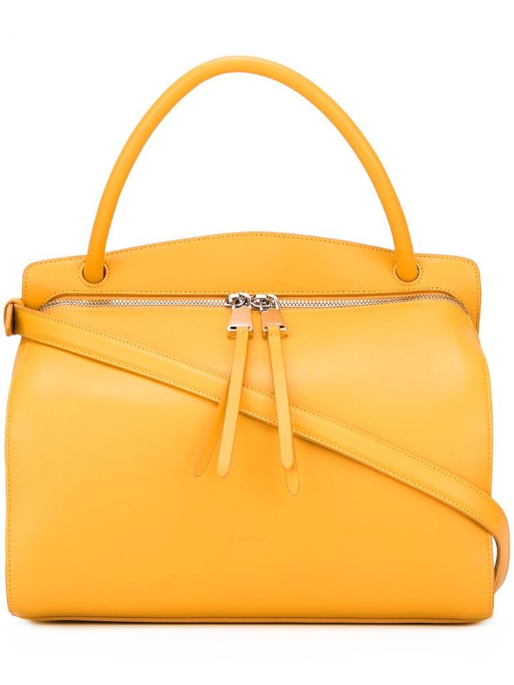 Jil Sander Zip Front Shoulder Bag, Women's, Yellow/orange