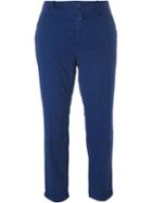 Closed Turn-up Hem Cropped Trousers, Women's, Size: 24, Blue, Cotton