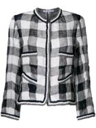 Ermanno Scervino Checkered Jacket With Embroidered Trim - Blue
