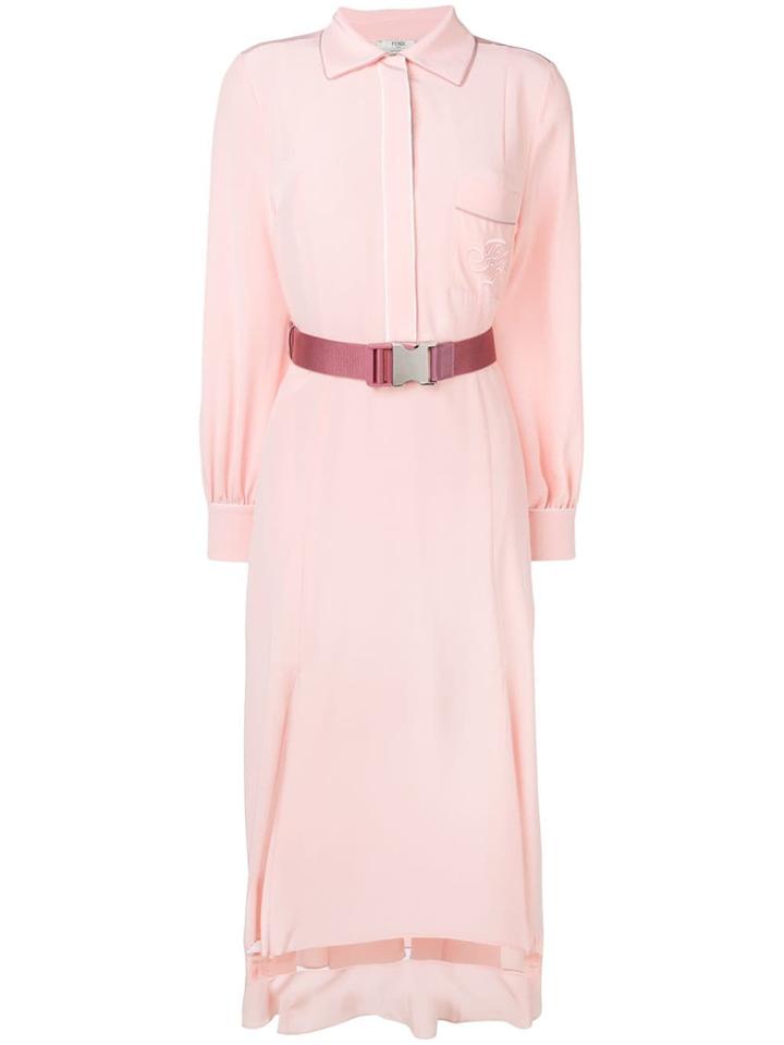 Fendi Belted Flared Shirt Dress - Pink