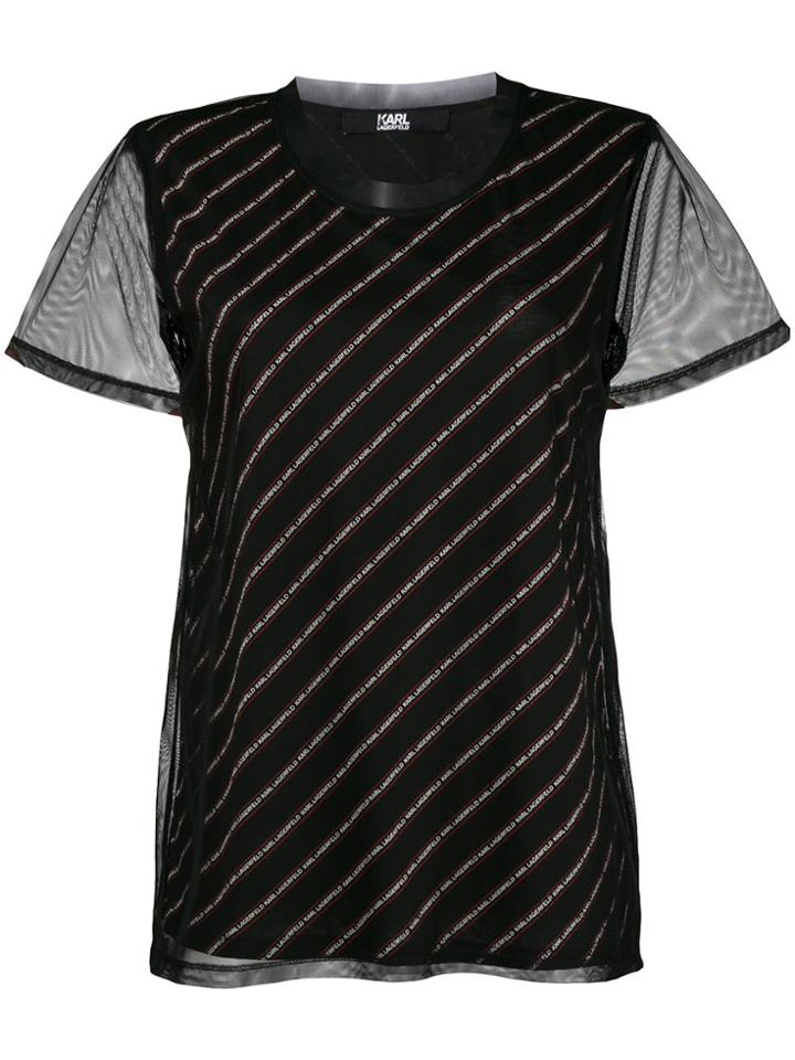 Karl Lagerfeld Logo Striped Blouse - Black