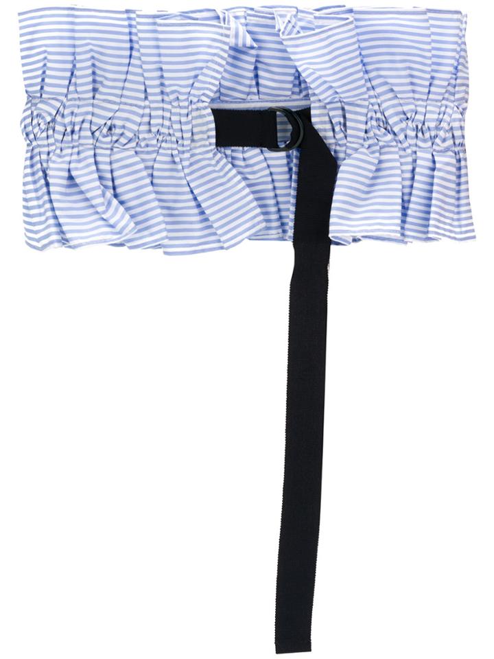 Muveil Stripe Ruched Waist Belt - Blue
