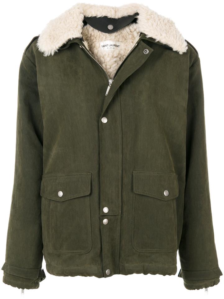 Saint Laurent Shearling Collar Jacket - Green