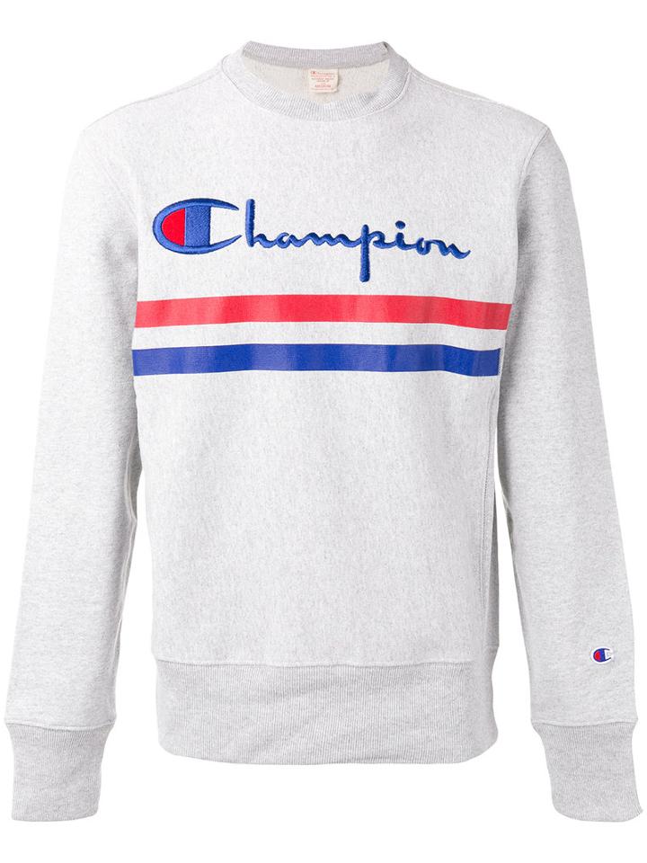 Champion - Logo Front Sweatshirt - Men - Cotton/polyester - M, Grey, Cotton/polyester