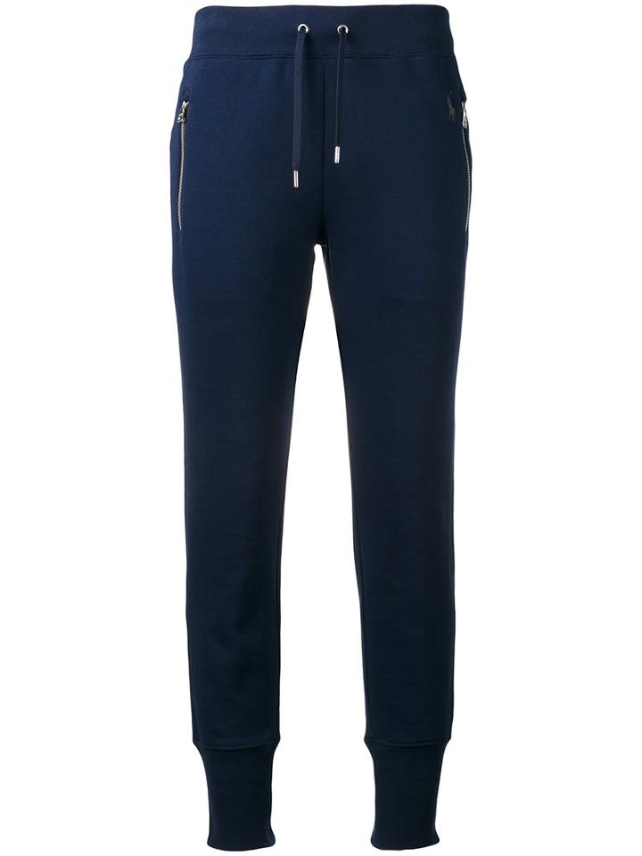 Polo Ralph Lauren Zipped Pockets Sweatpants, Women's, Size: Large, Blue, Cotton/polyester