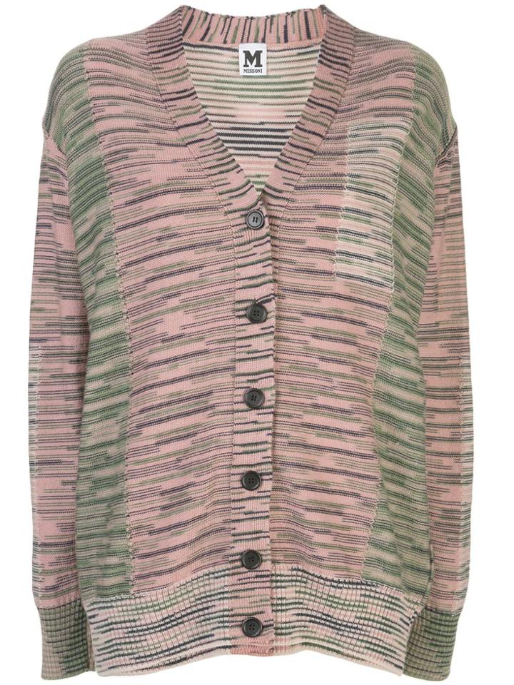 M Missoni Striped Fine Knitted Cardigan - Pink