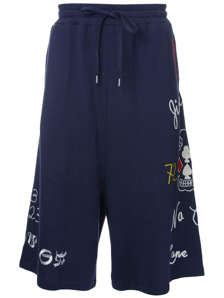 Maison Mihara Yasuhiro Multiple Embroideries Shorts, Men's, Size: 48, Blue, Cotton