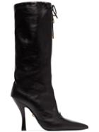 Versace Black 105 Leather Mid Calf Boot