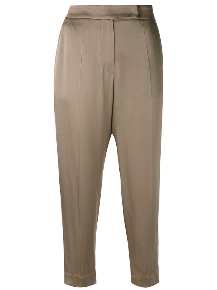 Brunello Cucinelli - Cropped Pants - Women - Polyester/acetate/cupro/viscose - 46, Nude/neutrals, Polyester/acetate/cupro/viscose