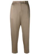Brunello Cucinelli - Cropped Pants - Women - Polyester/acetate/cupro/viscose - 46, Nude/neutrals, Polyester/acetate/cupro/viscose