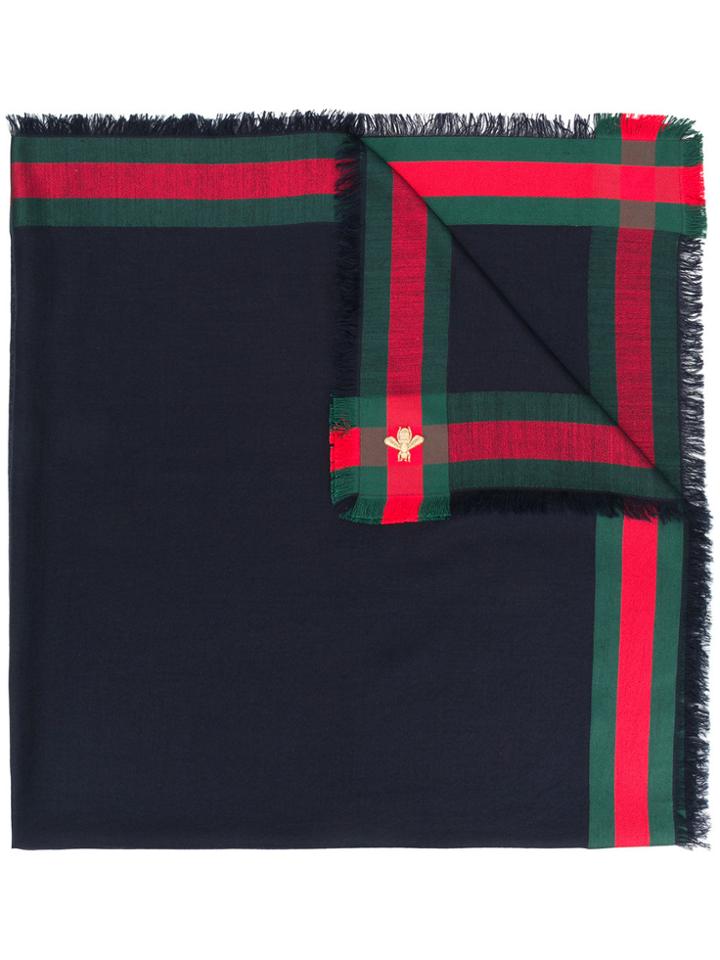 Gucci Gg Web L'aveugle Par Amour Scarf - Blue