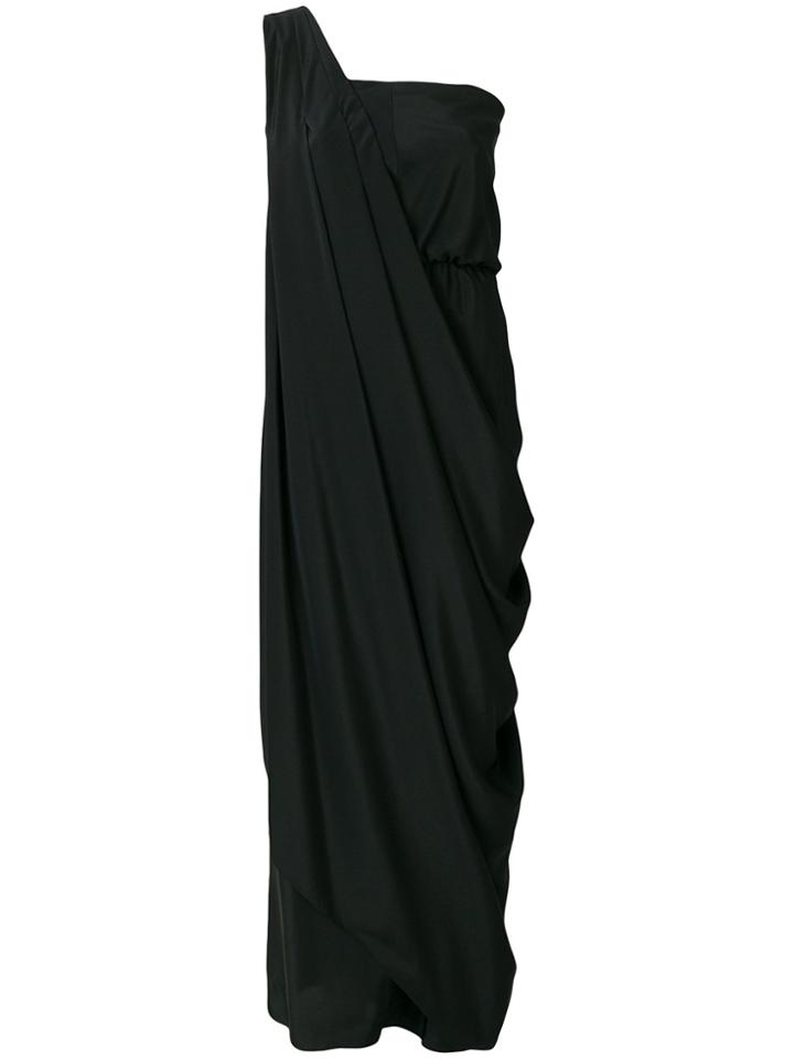 William Vintage Draped Asymmetric Dress - Black