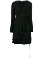 Liu Jo V-neck Frilled Midi Dress - Black