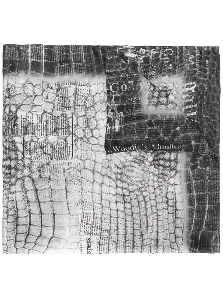 John Galliano Crocodile-effect Scarf - Grey
