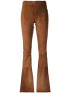 Drome Stitching Detail Flared Trousers, Women's, Size: Medium, Brown, Leather/polyester/viscose