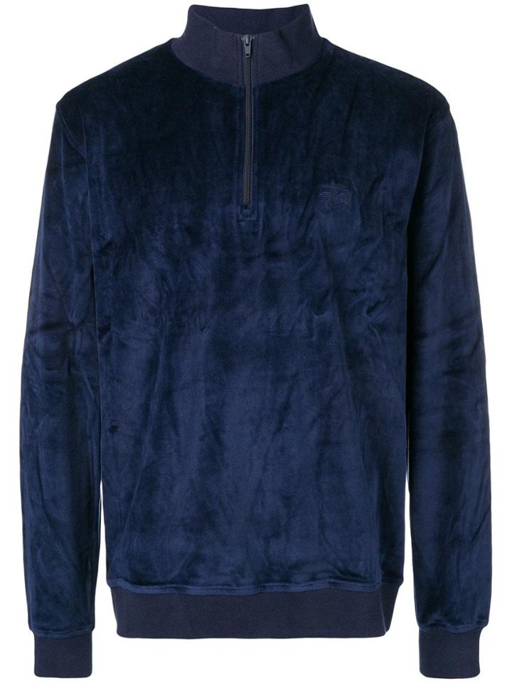 Stussy Velvet Zipped Sweater - Blue