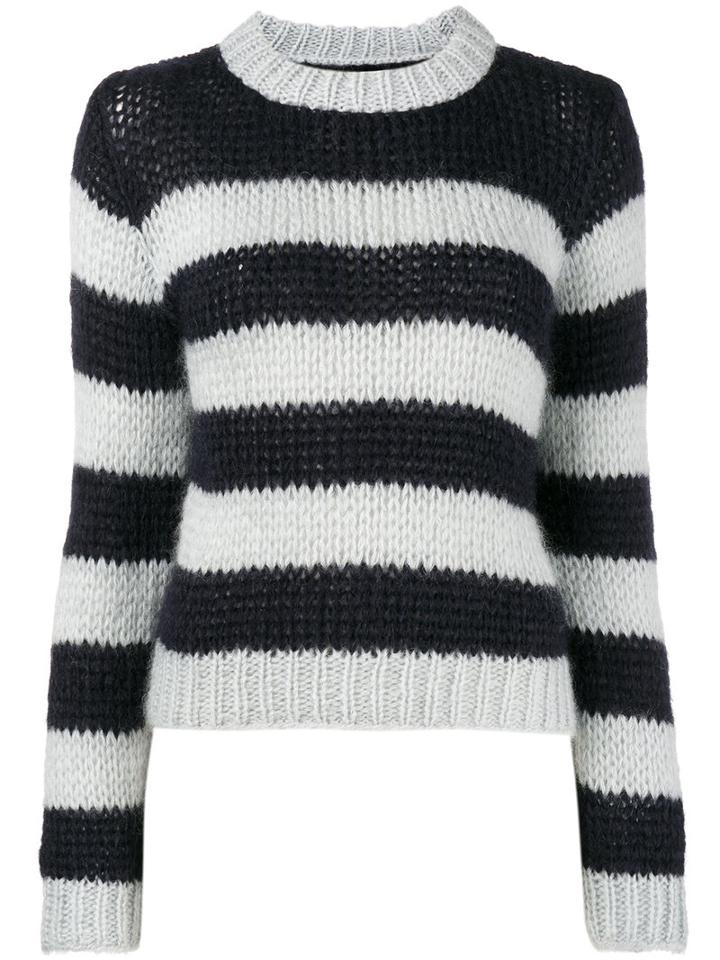 Ganni - Faucher Stripe Knitted Jumper - Women - Mohair/wool - S, Blue, Mohair/wool