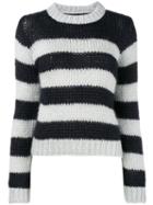 Ganni - Faucher Stripe Knitted Jumper - Women - Mohair/wool - S, Blue, Mohair/wool