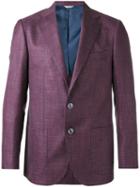 Fashion Clinic Timeless - Houndstooth Pattern Blazer - Men - Silk/linen/flax/viscose/virgin Wool - 56, Pink/purple, Silk/linen/flax/viscose/virgin Wool