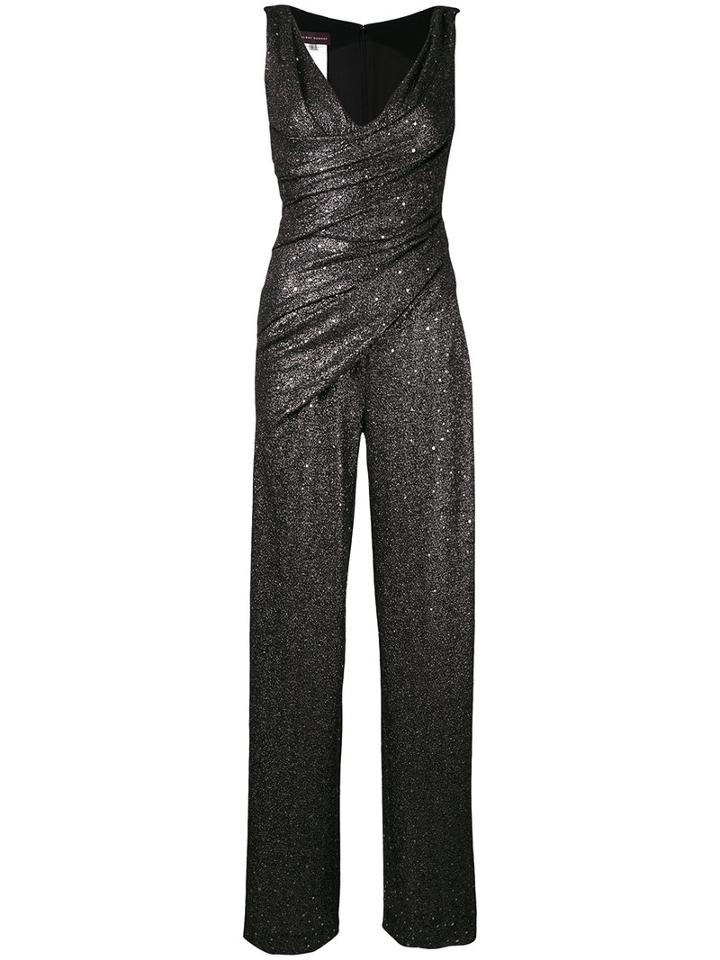 Talbot Runhof - Metallic Wrap Jumpsuit - Women - Polyester/spandex/elastane/cupro - 40, Black, Polyester/spandex/elastane/cupro