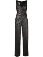 Talbot Runhof - Metallic Wrap Jumpsuit - Women - Polyester/spandex/elastane/cupro - 40, Black, Polyester/spandex/elastane/cupro