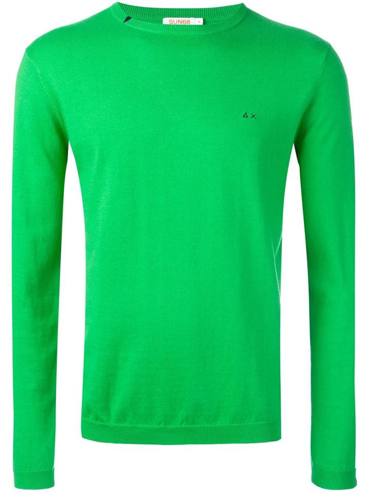 Sun 68 Crew Neck Jumper, Men's, Size: Medium, Green, Cotton/wool