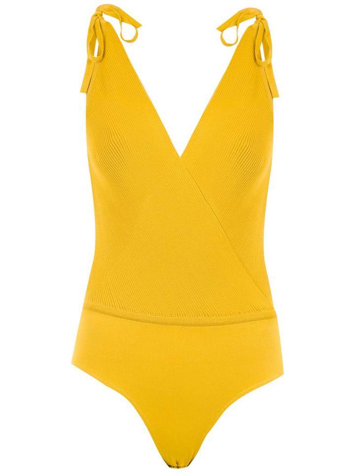 Egrey Lace Up Detail Bodysuit - Yellow