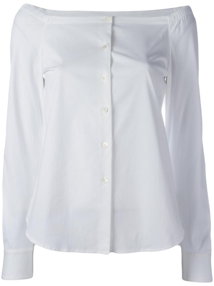 Theory Off Shoulder Shirt, Women's, Size: Medium, White, Cotton/spandex/elastane