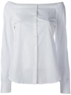 Theory Off Shoulder Shirt, Women's, Size: Medium, White, Cotton/spandex/elastane