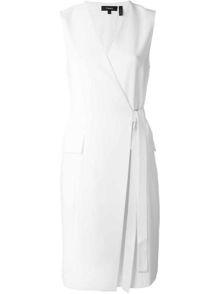 Theory Sleeveless Wrap Dress, Women's, Size: 10, White, Triacetate/polyester/spandex/elastane