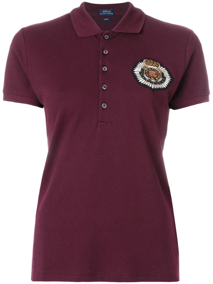 Polo Ralph Lauren Embroidered Slim-fit Polo - Pink & Purple