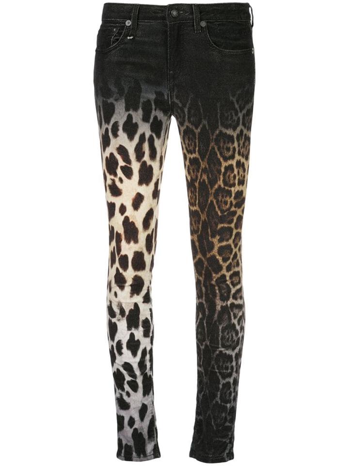 R13 Leopard Print Skinny Jeans - Black