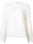 Tibi Pleated Trim Blouse, Women's, Size: 6, White, Cotton