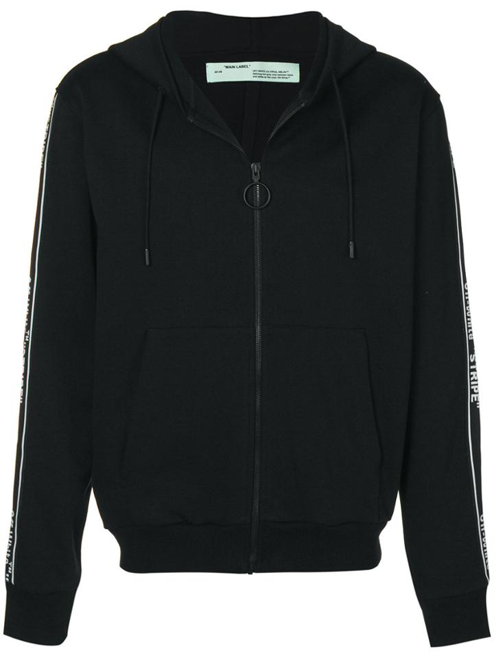 Off-white Zipped Stripe Hoodie - Black