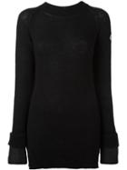 Moncler Round Neck Sweater, Women's, Size: Large, Black, Polyamide/polyester/cashmere/wool