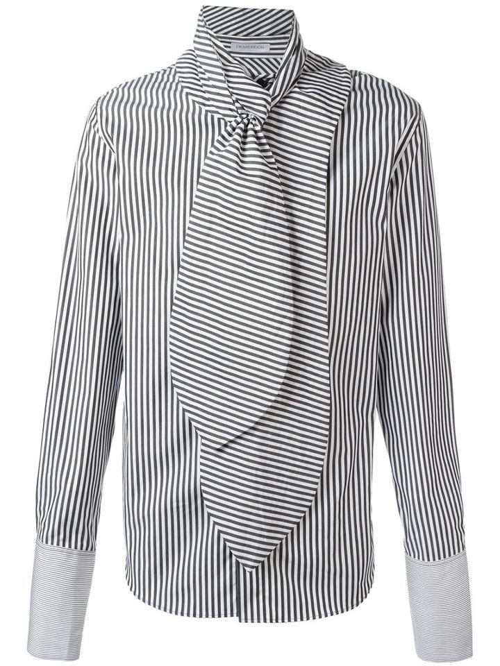 J.w.anderson Scarf Detail Shirt, Size: 46, Black, Cotton