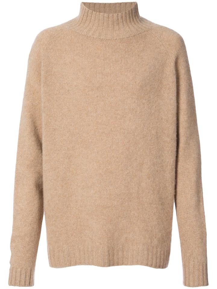 The Elder Statesman Ribbed Turtle Neck Jumper - Brown
