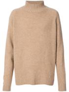The Elder Statesman Ribbed Turtle Neck Jumper - Brown