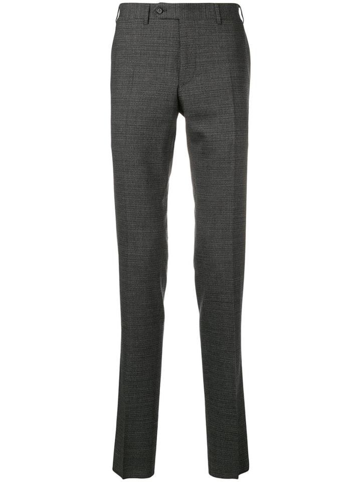 Canali Micro Check Tailored Trousers - Grey